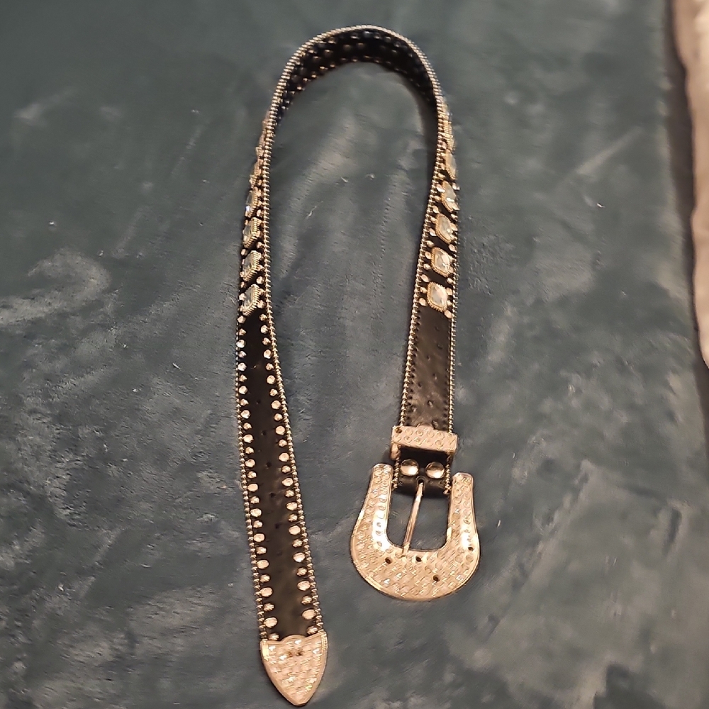 Elegant Black and Gold Studded Belt